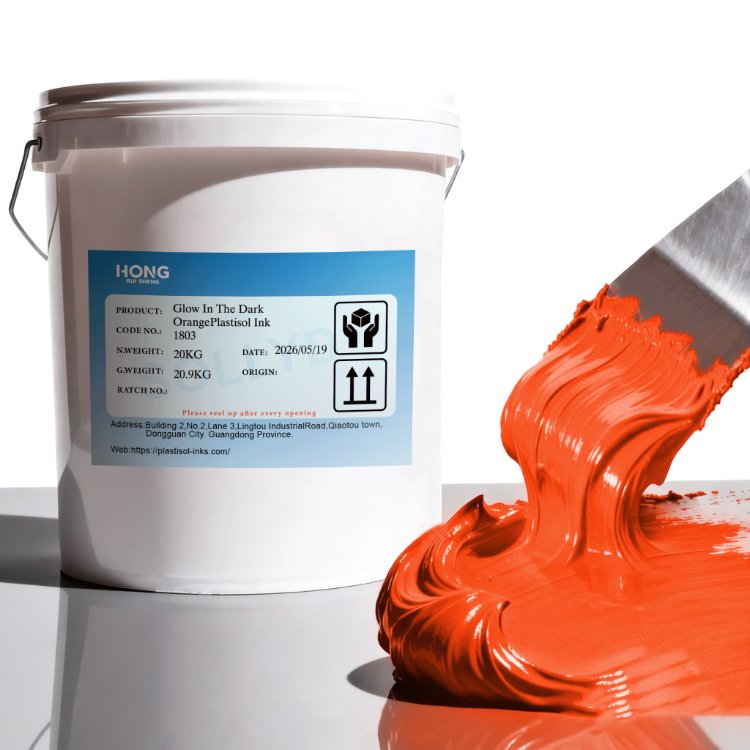 Gloei in die donker oranje plastisol-ink